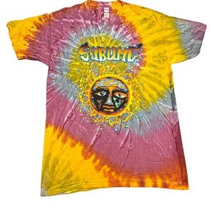 Sublime Tie‎ Dye T-Shirt Medium Psychedelic Sun Graphic Band Tee 90s